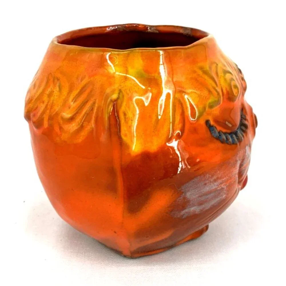 Pacific Stoneware Bennett Welsh Cat Orange Cup Mug 1969 Vintage